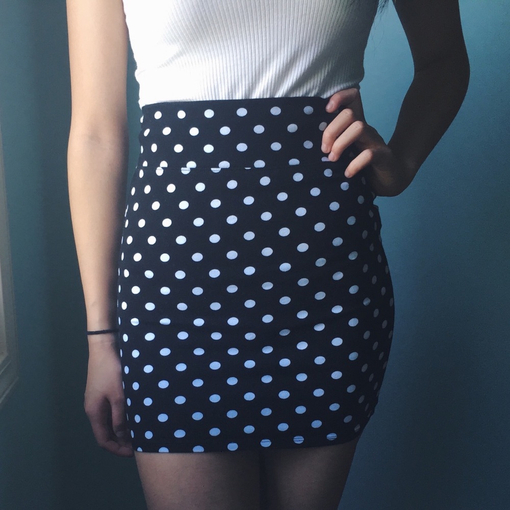Polka Dot Bodycon Mini Skirt